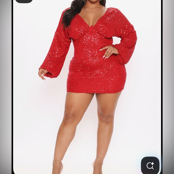 Fashion Nova Kiss Me Under the Moon Red Mini Sequined Dress size 2X - Picture 5 of 6